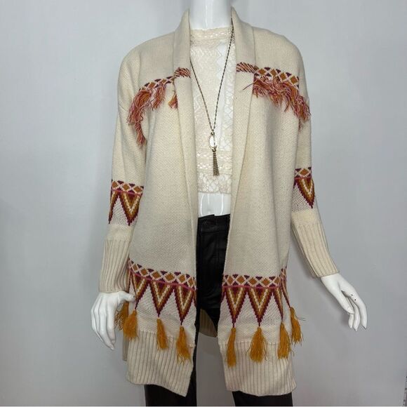 Matilda Jane Cream Aztec Fringe Cardigan -- XS - Picture 5 of 13